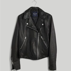 Madewell black Washed Leather Motorcycle Jacket